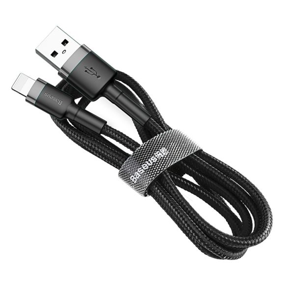 Baseus Cafule CALKLF-CG1 USB Lightning adat- és töltőkábel, QC 3.0 gyorstöltés, 1.5A, 2m, fekete-szürke