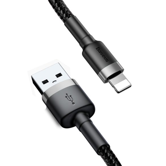 Baseus Cafule CALKLF-CG1 USB Lightning adat- és töltőkábel, QC 3.0 gyorstöltés, 1.5A, 2m, fekete-szürke