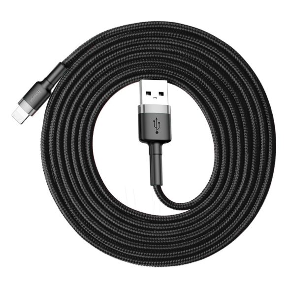 Baseus Cafule CALKLF-CG1 USB Lightning adat- és töltőkábel, QC 3.0 gyorstöltés, 1.5A, 2m, fekete-szürke