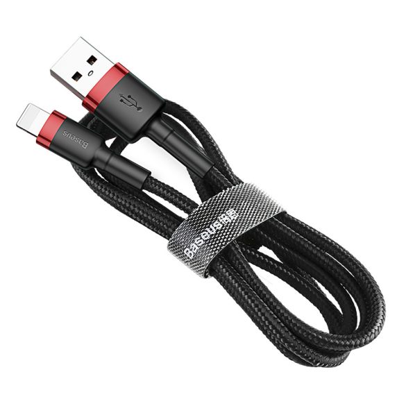 Baseus Cafule CALKLF-C19 USB Lightning adat- és töltőkábel, 3.0 gyorstöltés, 1.5A, 2m, fekete-piros