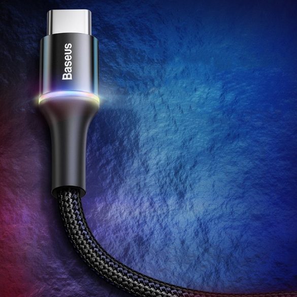 Baseus Halo Data Cable USB/USB- adat- és töltőkábel, LED fénnyel, 3A, 1m, fekete