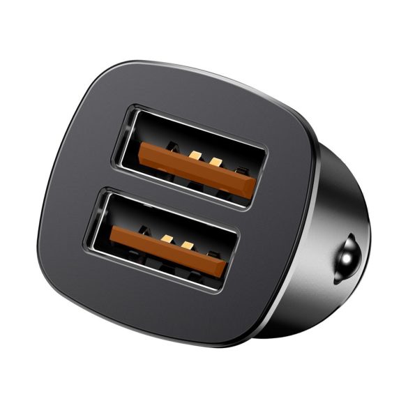 Baseus Square Smart Car univerzális szivargyújtó töltő, 2XUSB, 3.0 gyorstöltés, 30W, fekete