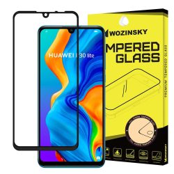   Wozinsky Huawei P30 Lite 5D Full Glue teljes kijelzős edzett üvegfólia (tempered glass) 9H keménységű, tokbarát, fekete
