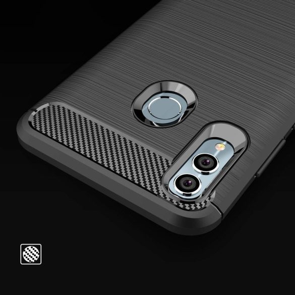 Carbon Case Flexible Huawei P Smart (2019) hátlap, tok, kék