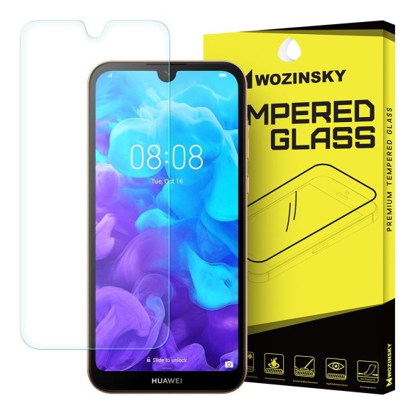 Wozinsky Huawei Y5 (2019) kijelzővédő edzett üvegfólia (tempered glass) 9H keménységű (nem teljes kijelzős 2D sík üvegfólia), átlátszó