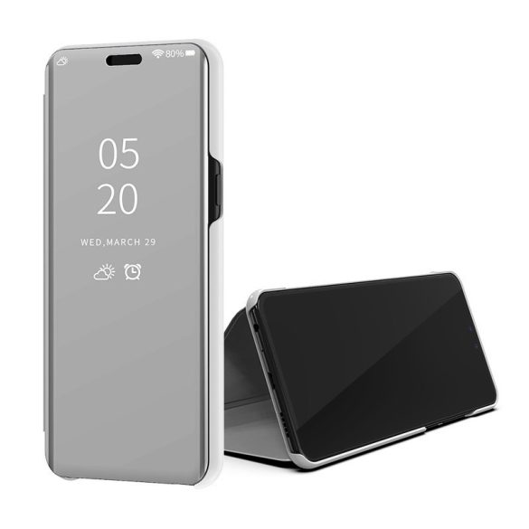 Clear View Case cover Huawei Y5 (2019) oldalra nyíló tok, ezüst