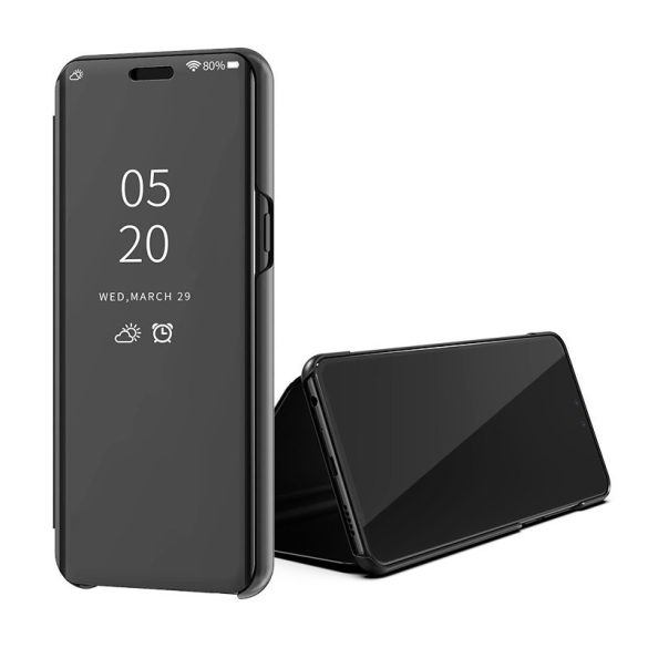 Clear View Case cover Huawei Y7 (2019)/Y7 Prime (2019) oldalra nyíló tok, fekete