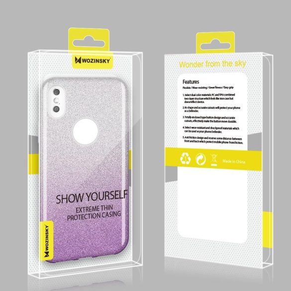Wozinsky Glitter Case Shining Cover Huawei P Smart (2019) hátlap, tok, piros