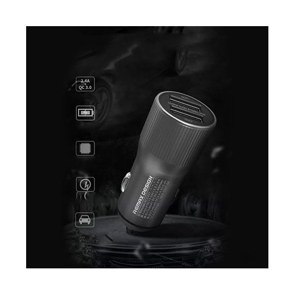 Remax RCC-221 univerzális autós töltő, 2xUSB, Quick Charge 3.0, 2.4A, 30W, fehér