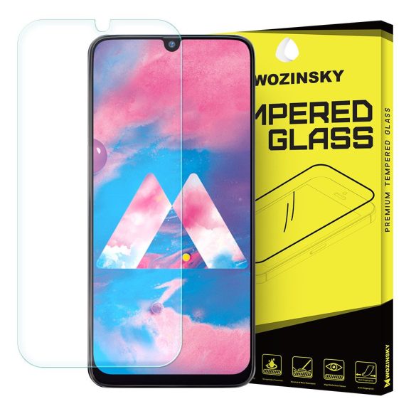 Wozinsky Samsung Galaxy M30 kijelzővédő edzett üvegfólia (tempered glass) 9H keménységű (nem teljes kijelzős 2D sík üvegfólia), átlátszó