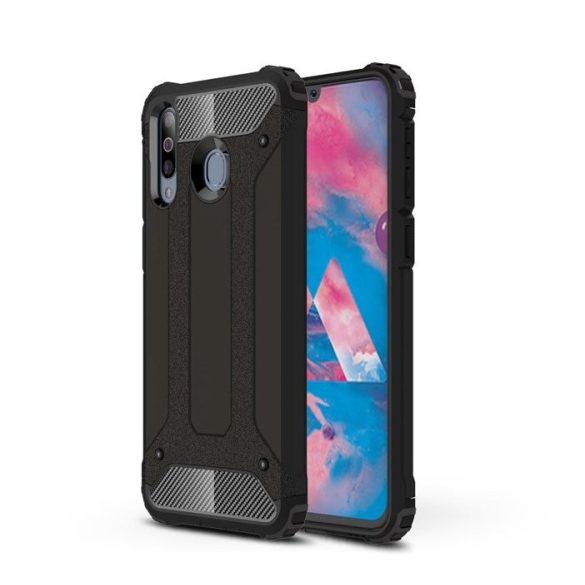 Hybrid Armor Tough Rugged Samsung Galaxy M30 ütésálló hátlap, tok, fekete