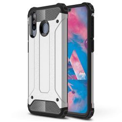   Hybrid Armor Tough Rugged Samsung Galaxy M30 ütésálló hátlap, tok, ezüst