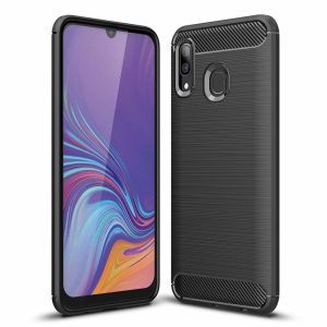 Carbon Case Flexible Samsung Galaxy A30 hátlap, tok, fekete