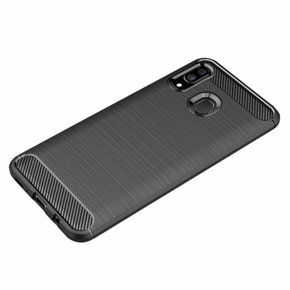 Carbon Case Flexible Samsung Galaxy A30 hátlap, tok, fekete