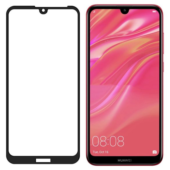 Wozinsky Huawei Y5 (2019) 5D Full Glue teljes kijelzős edzett üvegfólia (tempered glass) 9H keménységű, tokbarát, fekete