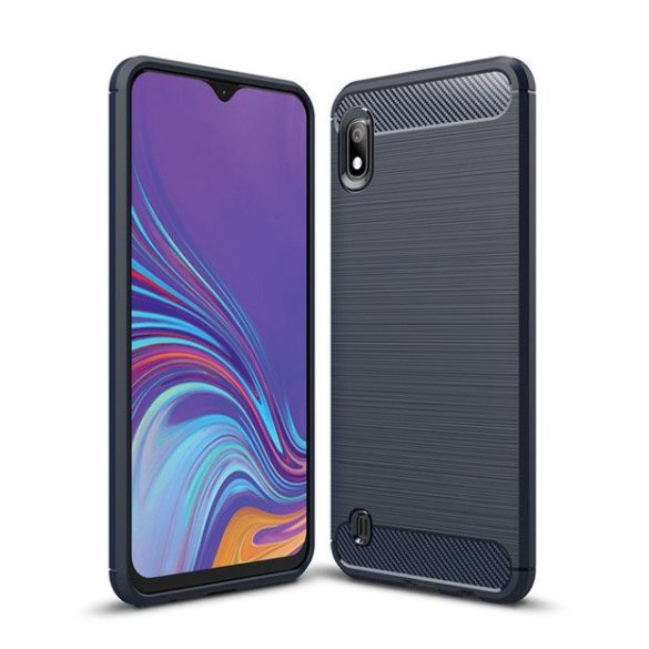 Carbon Case Flexible Samsung Galaxy A10 hátlap, tok, kék