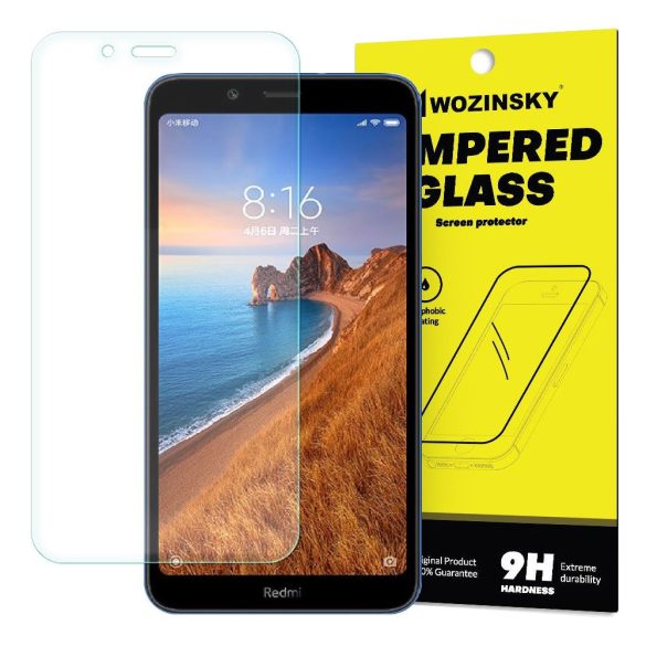 Wozinsky Xiaomi Redmi 7A kijelzővédő edzett üvegfólia (tempered glass) 9H keménységű (nem teljes kijelzős 2D sík üvegfólia), átlátszó 