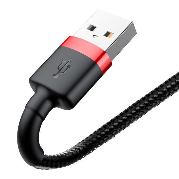 Baseus Cafule CALKLF-R91 USB Lightning adat- és töltőkábel, QC 3.0 gyorstöltés, 2A, 3m, fekete-piros