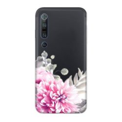   Casegadget Xiaomi Mi 10/Mi 10 Pro rózsaszín virág 2 mintás tok, hátlap, színes