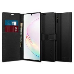   Spigen Wallet S Samsung Galaxy Note 10 Plus oldalra nyíló tok, fekete