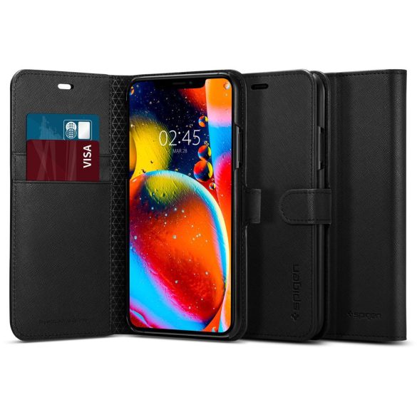 Spigen Wallet S iPhone 11 Pro oldalra nyíló tok, fekete