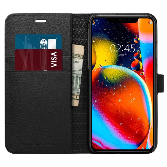 Spigen Wallet S iPhone 11 Pro oldalra nyíló tok, fekete