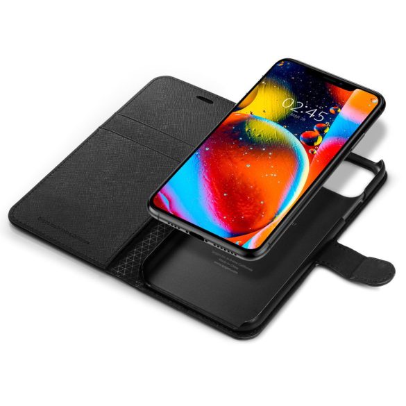 Spigen Wallet S iPhone 11 Pro Max oldalra nyíló tok, fekete