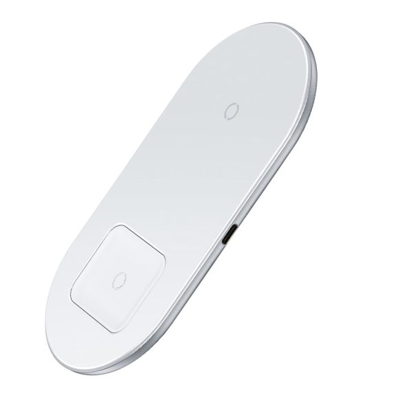 Baseus Simple 2in1 Wireless Charger for Smartphones and AirPods , vezeték nélküli töltő, 2A, 15W, fehér