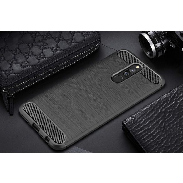 Carbon Case Flexible Xiaomi Redmi 8A hátlap, tok, fekete