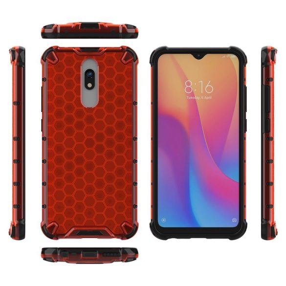 Xiaomi Redmi 8A Honeycomb Case ütésálló hátlap, tok, piros