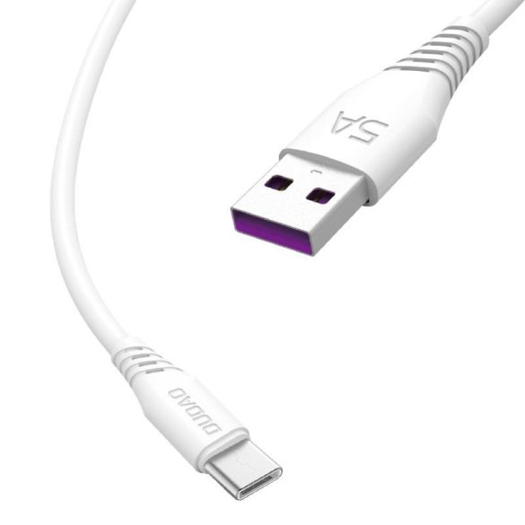 Dudao USB/USB-C kábel adat- és töltőkábel, 5A 1m, fehér