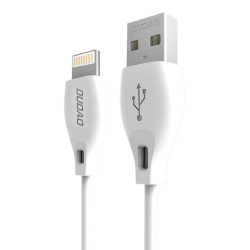   Dudao USB/Lightning adat- és töltőkábel iPhone, iPad készülékekhez, 2.1A 1m, fehér
