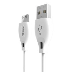 Dudao USB/micro USB adat- és töltőkábel, 2.4A 1m, fehér