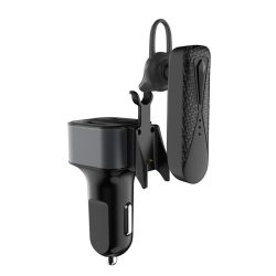   Dudao Car Kit 2xUSB autós töltő, & Bluetooth headset, fekete