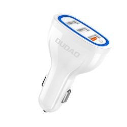   Dudao univerzális autós szivargyújtó töltő, gyorstöltő, 3xUSB, QC3.0 2.4A, fehér