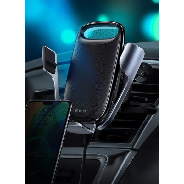 Baseus Milky Way 15W infra érzékelős autós telefontartó és QI indukciós vezetéknélküli töltő, ezüst