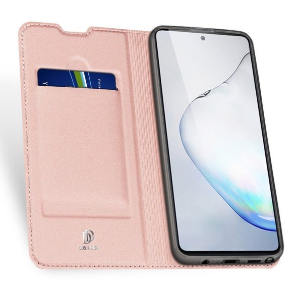 Dux Ducis Skin Pro Samsung Galaxy Note 10 Lite oldalra nyíló tok, rozé arany