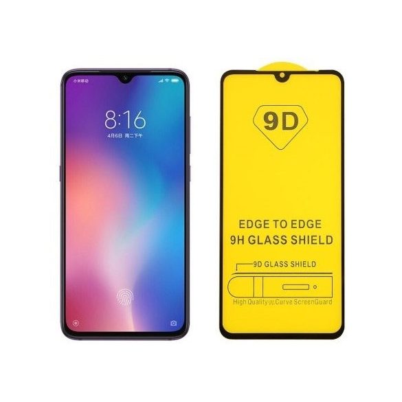 Xiaomi Redmi Note 9 5G, 5D Full Glue teljes kijelzős edzett üvegfólia, 9H keménységű, fekete