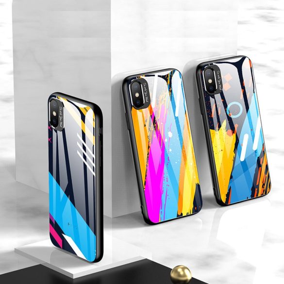 Color Glass Case 4 iPhone Xr edzettüveg hátlap, tok, mintás, színes