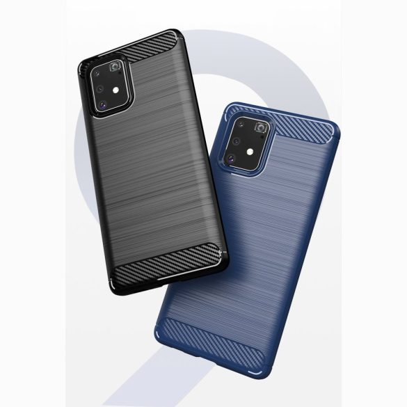 Carbon Case Flexible Samsung Galaxy S10 Lite hátlap, tok, sötétkék