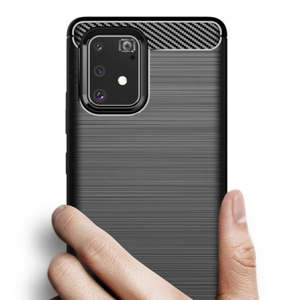 Carbon Case Flexible Samsung Galaxy S10 Lite hátlap, tok, sötétkék