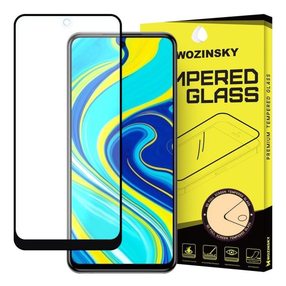 Wozinsky Xiaomi Redmi Note 9 Pro/Redmi Note 9S 5D Full Glue teljes kijelzős edzett üvegfólia (tempered glass) 9H keménységű, tokbarát, fekete