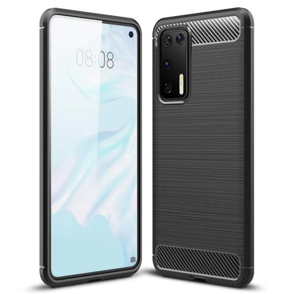 Carbon Case Flexible Huawei P40 Pro hátlap, tok fekete