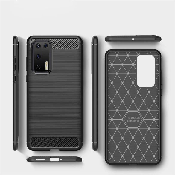 Carbon Case Flexible Huawei P40 Pro hátlap, tok fekete