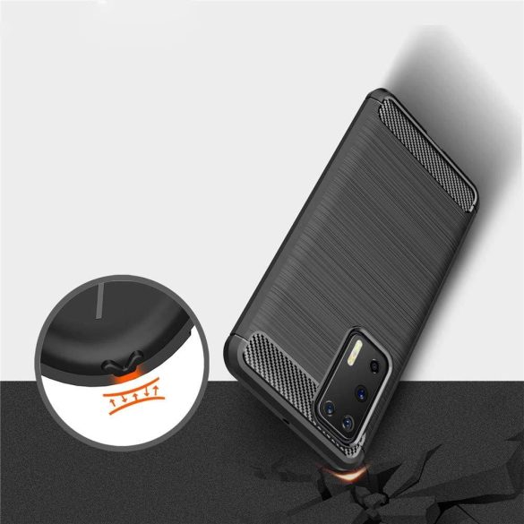 Carbon Case Flexible Huawei P40 Pro hátlap, tok fekete