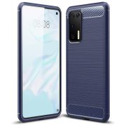 Carbon Case Flexible Huawei P40 Pro hátlap, tok sötétkék