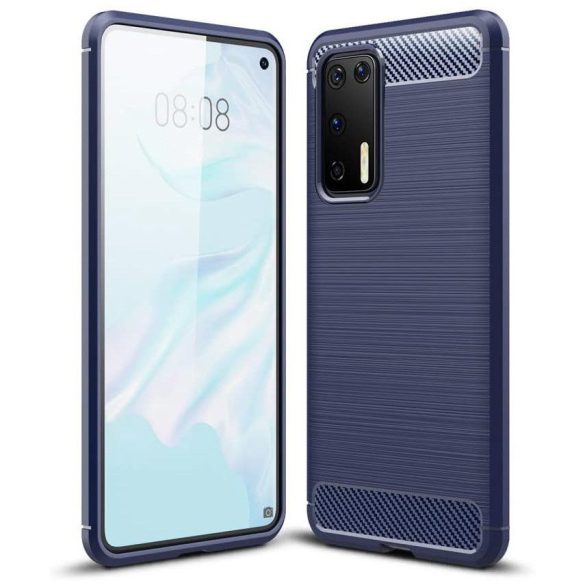 Carbon Case Flexible Huawei P40 Pro hátlap, tok sötétkék