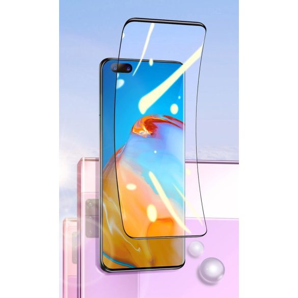 Baseus 2db Huawei P40 3D Full Screen Tempered Glass 0,15mm, teljes kijelzős üvegfólia, 9H keménységű, tokbarát, fekete