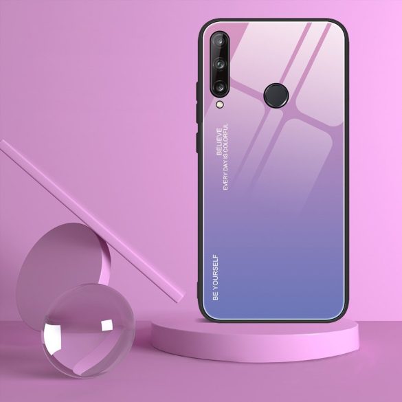 Gradient Glass Huawei P40 Lite E/Y7P edzettüveg hátlap, tok, fekete-kék