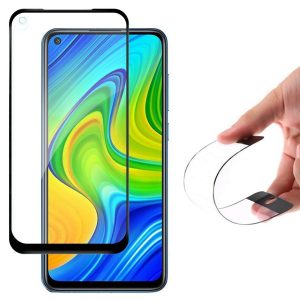 Wozinsky Xiaomi Redmi Note 9/Redmi 10X 4G Nano Flexi Glass Hybrid teljes kijelzős edzett üvegfólia, 9H keménységű, tokbarát, fekete